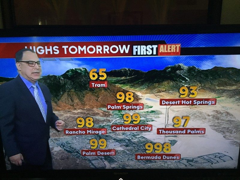 Tomorrow's forecast for Bermuda Dunes looks crazy hot
