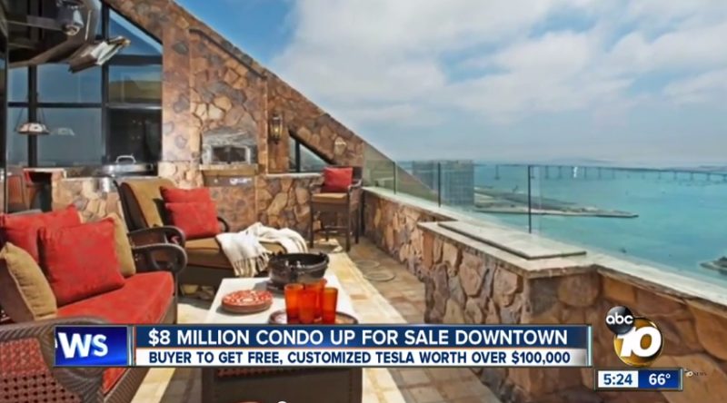 San Diego Condo For Sale for 8 Million Dollars Comes with a Free Tesla