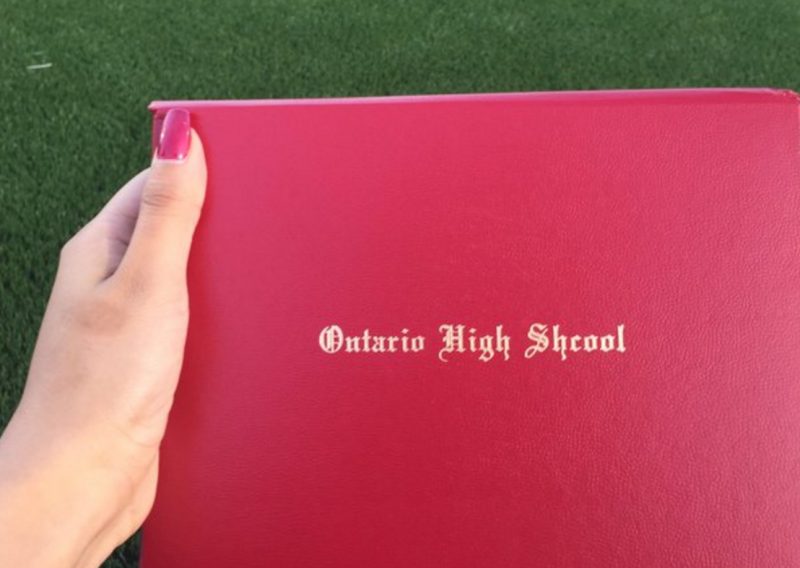 Ontario High School misspelled Diploma