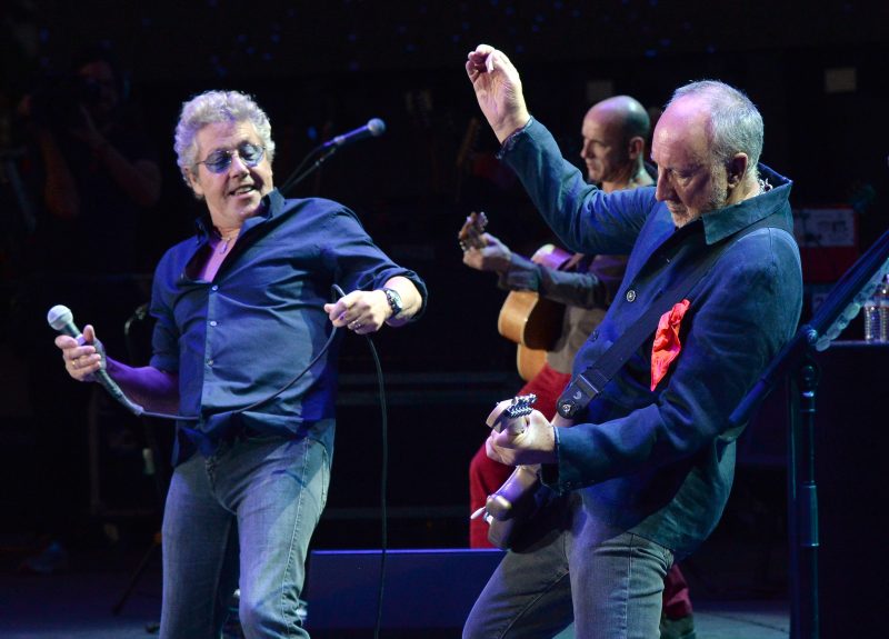 INDIO, CA - OCTOBER 16: Musicians Roger Daltrey (L) and Pete Townshend of The Who perform onstage during Desert Trip at The Empire Polo Club on October 16, 2016 in Indio, California. (Photo by Kevin Mazur/Getty Images for Desert Trip)