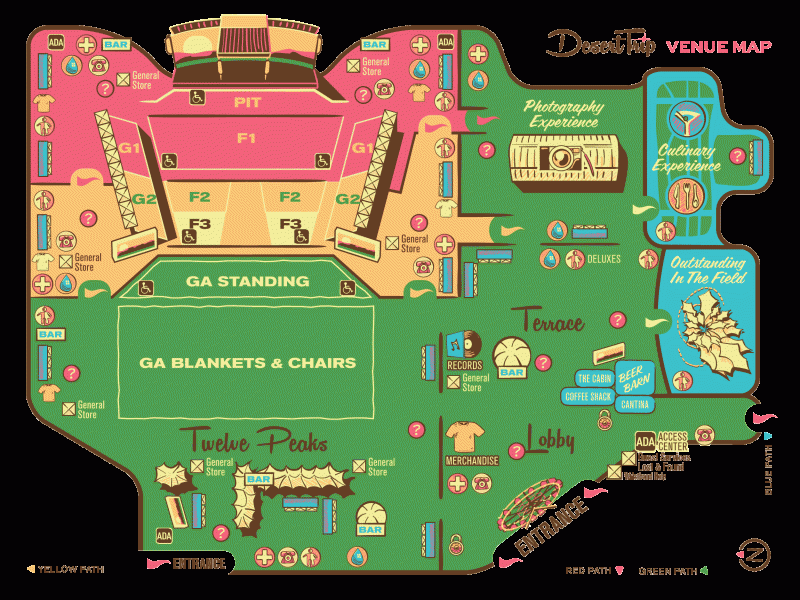 A map of the Desert Trip Music Festival in indio