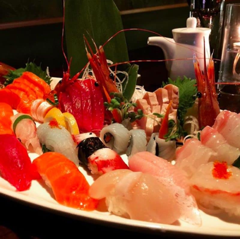 A platter of sushi from Okura Sushi served during Happy Hour at the La Quinta restaurant 