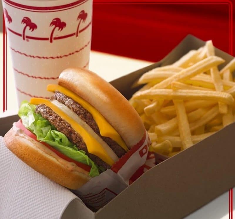 a burger and drink from In N Out Burger