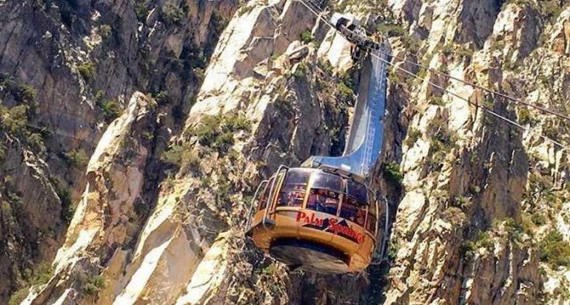 The Palm Springs Tram heads up to the mountain station