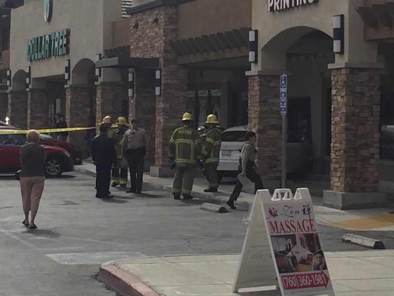 A car crashes into a postal store in Palm Desert