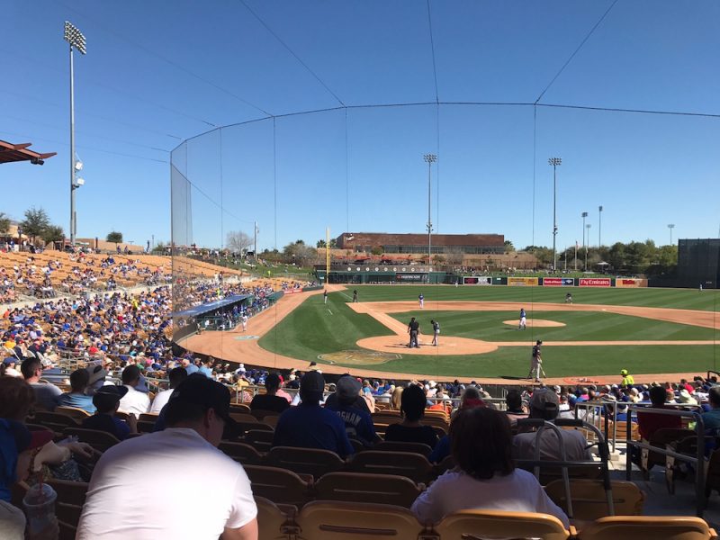 The view from the 1st base side during Dodgers Spring Training at Camelback Ranch in Arizona