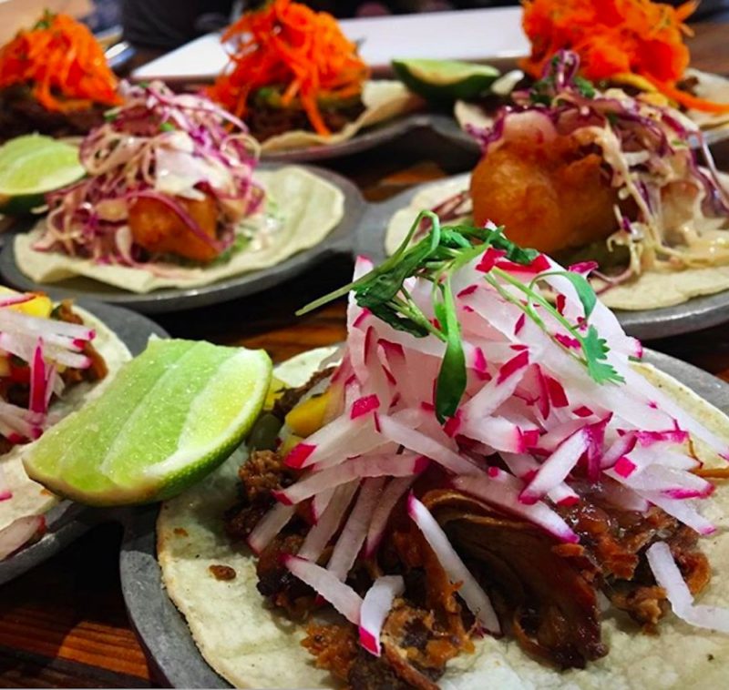 Tacos served during happy hour at El Jefe in the Saguaro Hotel in Palm Springs