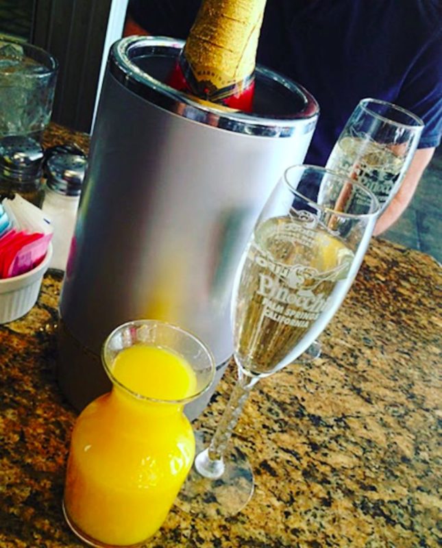 Mimosas served at Pinocchio's Palm Springs during brunch