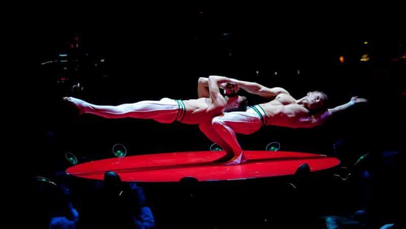 An incredible show of strength during a performance of Absinthe in Las Vegas