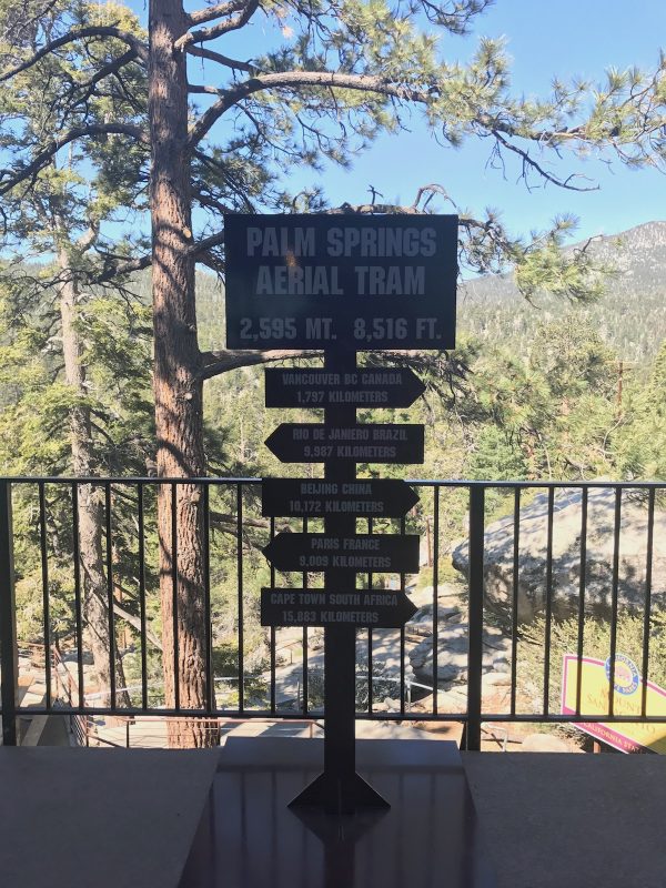 A sign at the Mountain Station at the Palm Springs Aerial Tramway