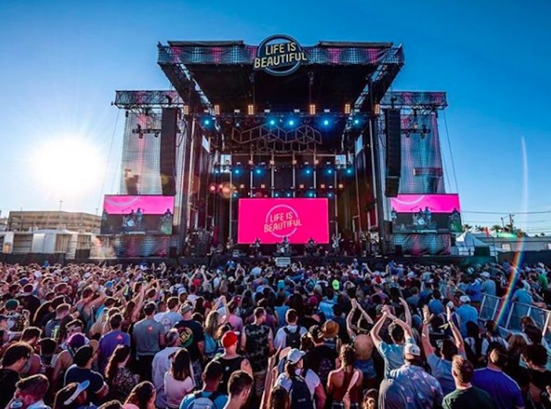 The main stage and crowd at the Life is Beautiful Festival in Las Vegas