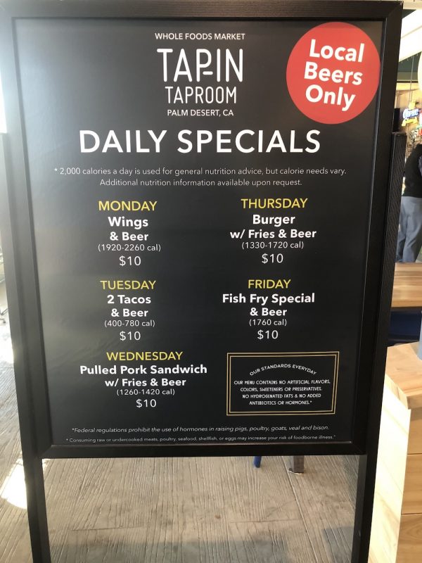 Whole Foods Tap In Taproom Specials 