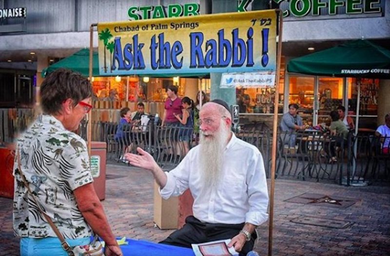 Ask the Rabbi - a booth at the Palm Springs VillageFest Street Fair