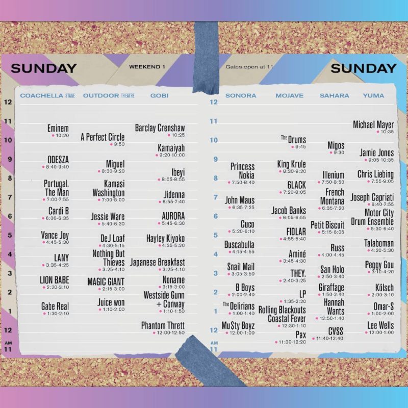 Coachella Set Times 2018 Sunday