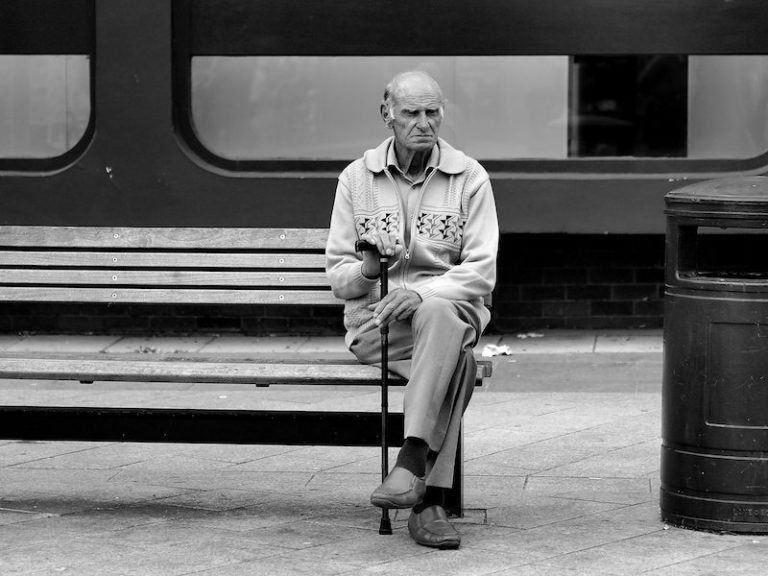 Old Man on Bench Palm Desert