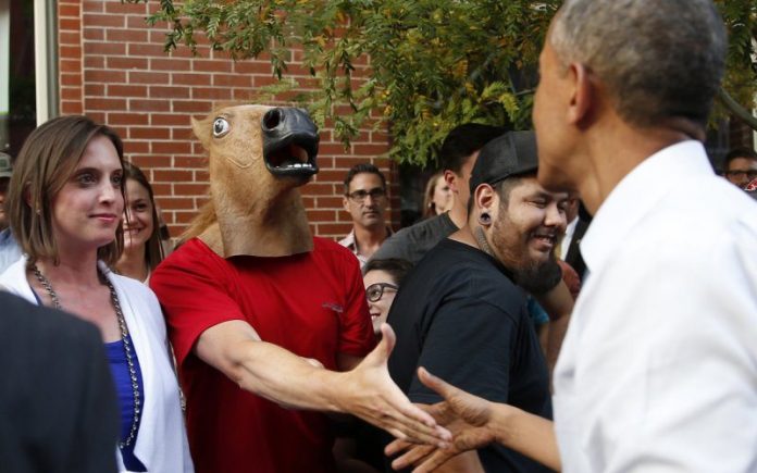 Horse head guy meets obama