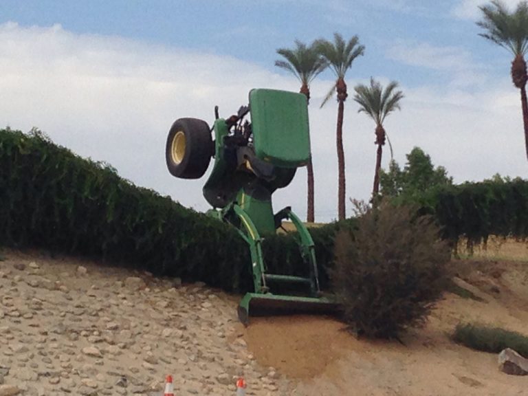 A Palm Desert Tractor Operator Clearly Had a Rough Day on the Job