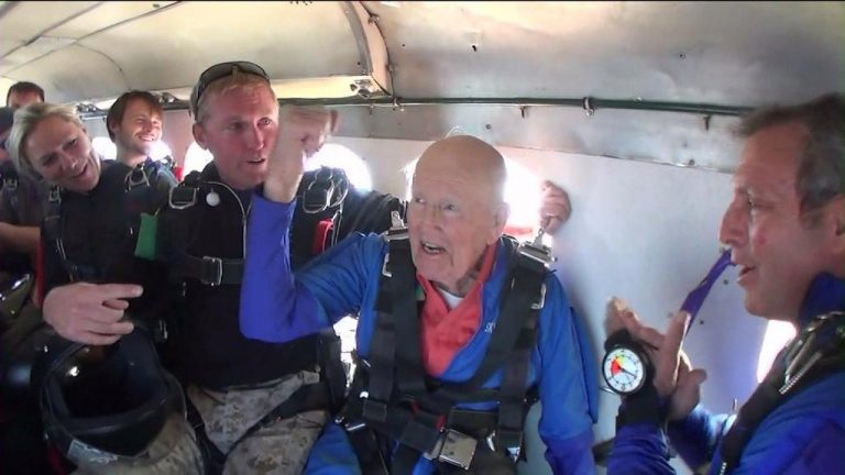 Awesome 101-Year-Old Palm Desert Man Skydives on Birthday