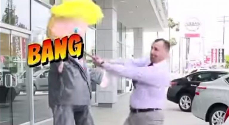 This TV Ad for So Cal Car Dealer Features Salesmen Destroying a Trump Piñata