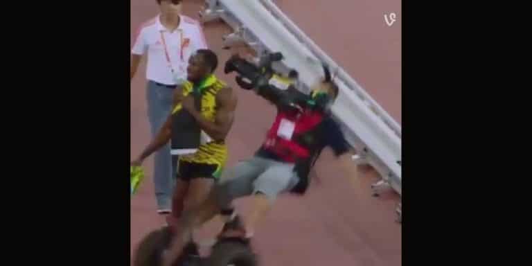 Usain Bolt Taken out By Cameraman on a Segway After Race