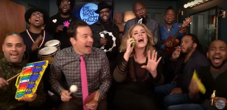 Video: Adele and Jimmy Fallon perform “Hello” with classroom instruments