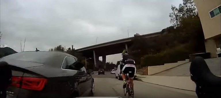 Video: jerk in Audi tries to run cyclists off the road