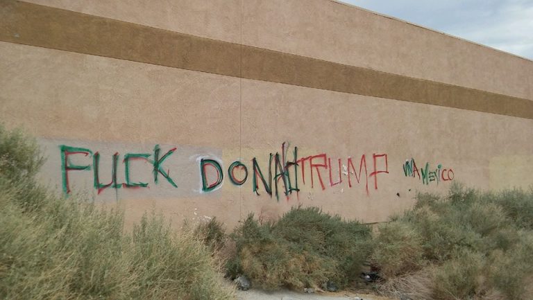 Some jerk decided to get political by tagging a local dive bar with “Fuck Donald Trump”