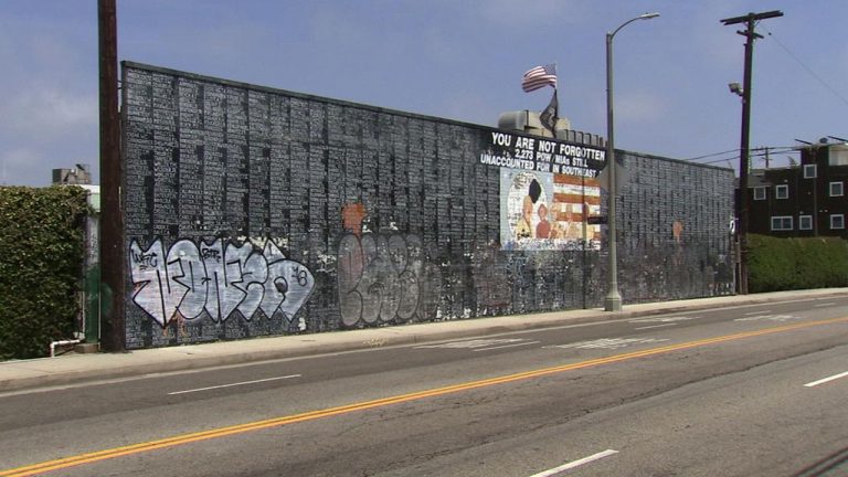 Some jerk tagged the Venice Vietnam Memorial Wall