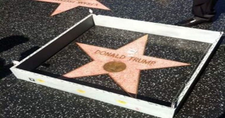 Someone built a wall around Trump’s Hollywood star