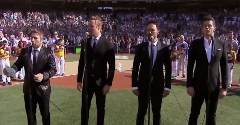 Video: Singer goes off script during Canadian Anthem, rest of group not happy