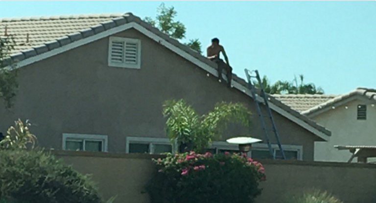 Update: Police finally bring Indio Roof Guy down after 8+ hours