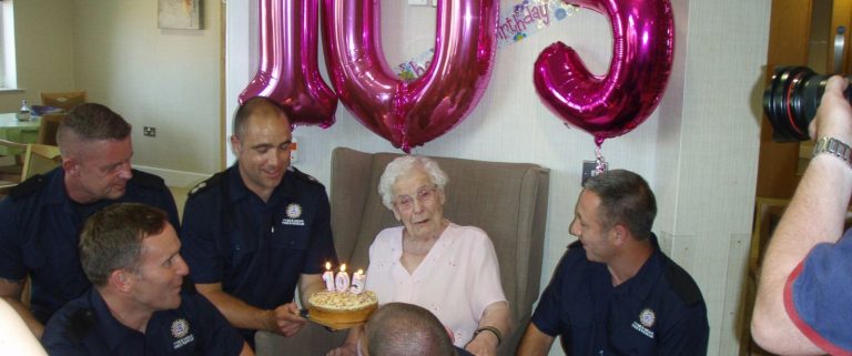 Randy 105-year-old requests hunky firemen for her birthday