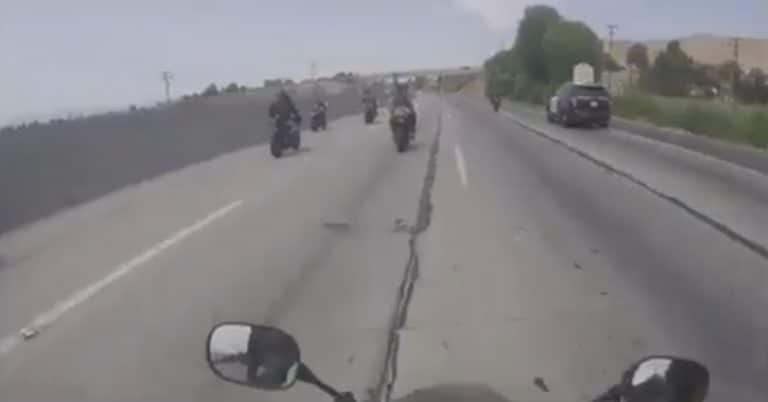 Hundreds of motorcycles blocked the 215 freeway to do tricks Sunday morning