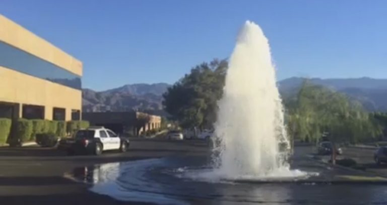 Palm Desert parking lot now has huge (unwanted) fountain