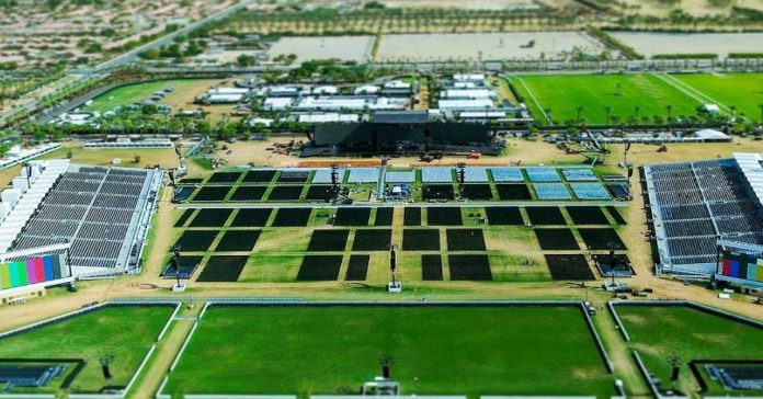 Aerial View of the Desert Trip Festival in Indio
