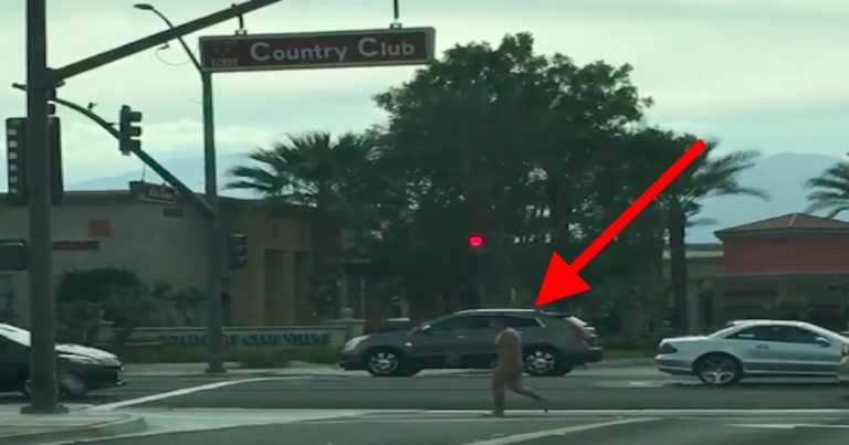 Anyone know why this man was crossing the street naked in Palm Desert?