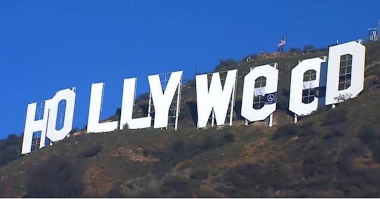 Hollywood sign changed to read ‘Hollyweed’