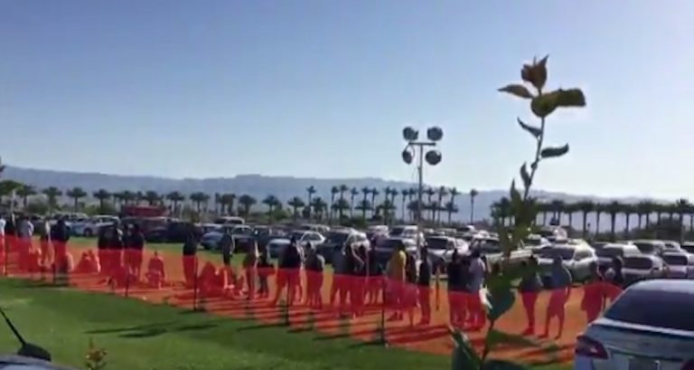 There is, once again, a pretty long line for the Coachella locals sale