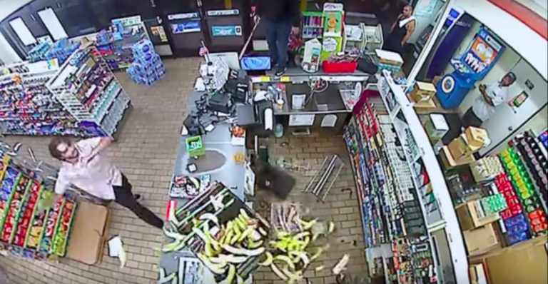 Video shows guy trashing 7-Eleven after being denied use of the phone