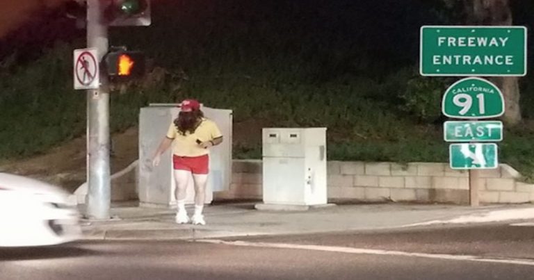 Some dude is running around Riverside dressed as Forrest Gump