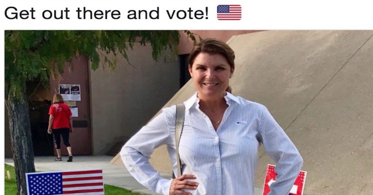 Kimberlin Brown Pelzer reminds you to vote, from a different state