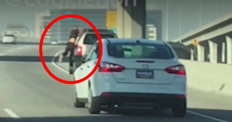 So Cal commuters surprised to see guy holding onto car on the 105 Freeway