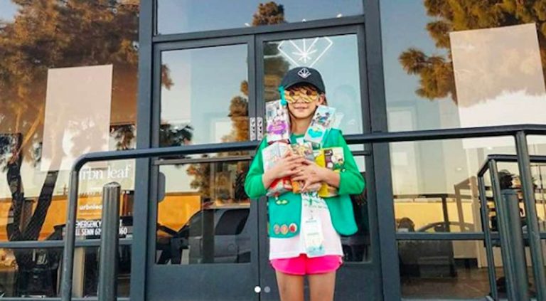 Super smart Girl Scout sells a bunch of cookies outside dispensary, may have broken rules