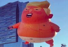 A Baby Trump balloon is flying above Los Angeles this weekend
