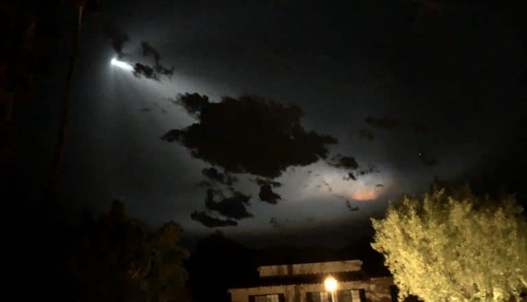 Falcon 9 rocket lights up the sky over Palm Springs, Southern California