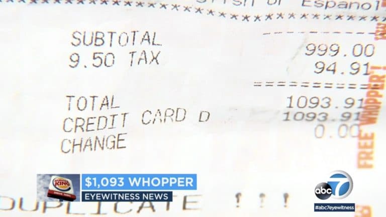 Guy thought he was getting a 1 cent Whopper, instead got charged $1,093.91