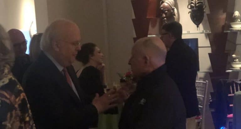 Here’s odd couple Karl Rove and Jerry Brown chatting it up in the Coachella Valley