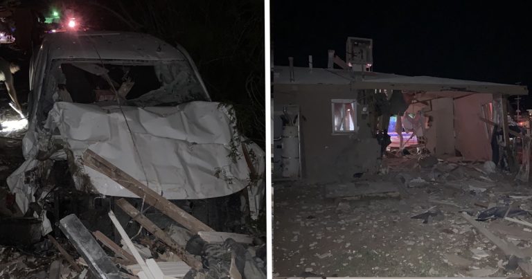 Man arrested after truck drives completely through house in Twentynine Palms