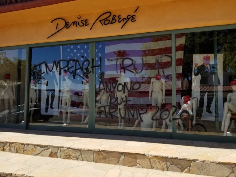 The El Paseo pro-Trump window display got vandalized