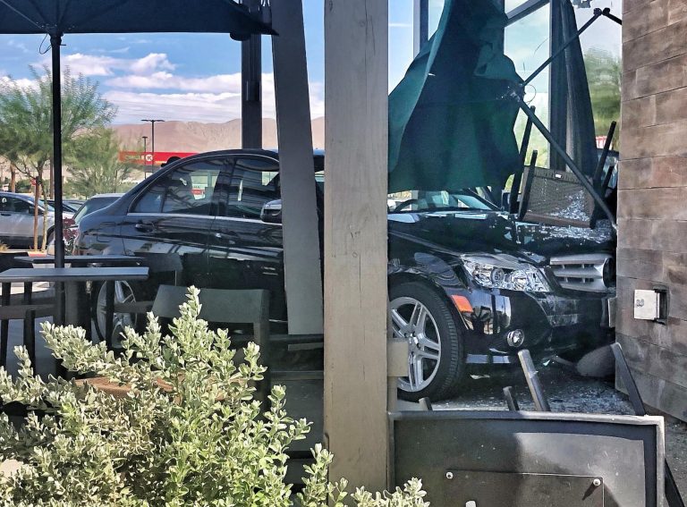 A driver plowed into the Indio Starbucks Monday morning